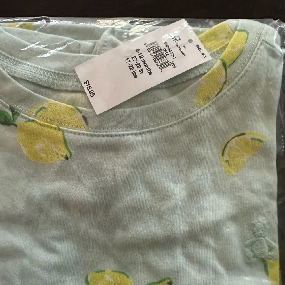 GAP Mint Lemon Print Ruffle Sleeve Tee